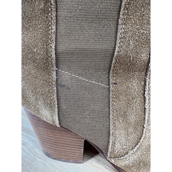 Soludos Suede Block Heel Brown Booties Round Toe Women’s 6 - Picture 6 of 14